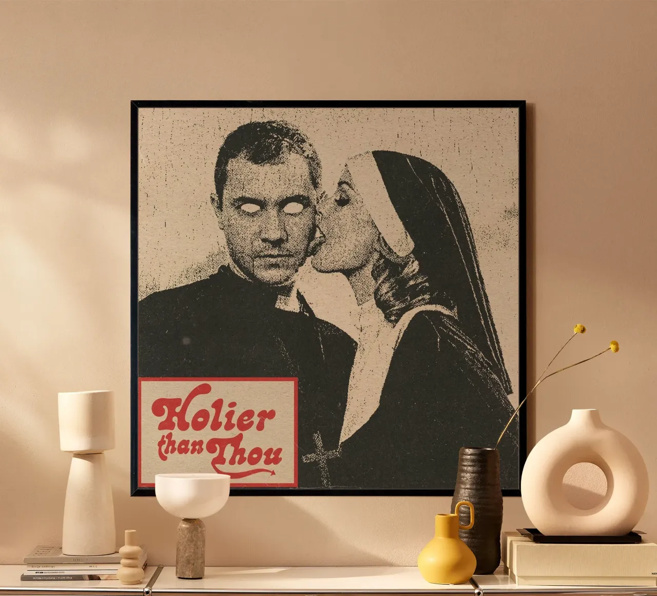 suora sacerdote croce abbigliamento religioso poster con telaio in alluminio da maluniq