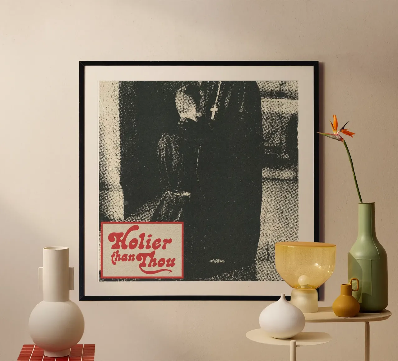 sacerdote croce religiosa poster con telaio in alluminio da maluniq