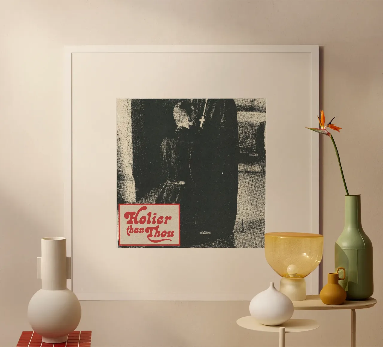 sacerdote croce religiosa poster con telaio in alluminio da maluniq