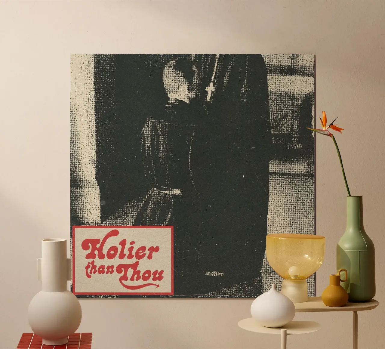 sacerdote croce religiosa poster con telaio in alluminio da maluniq