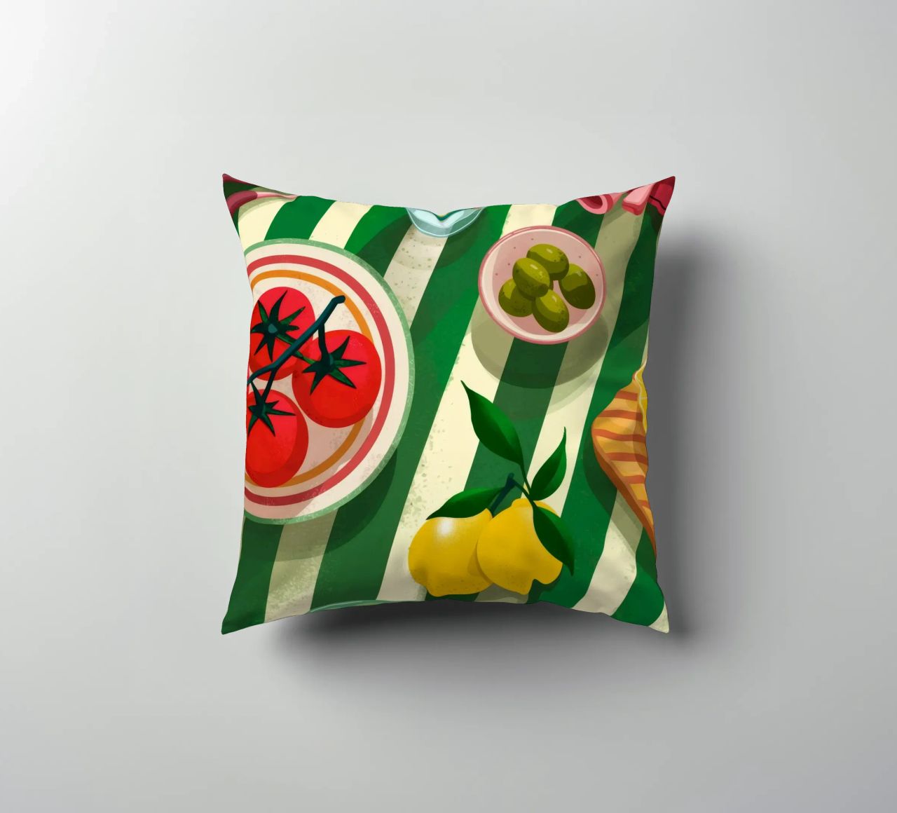 Tomato Salad Alfresco cuscino da Muse Artworks