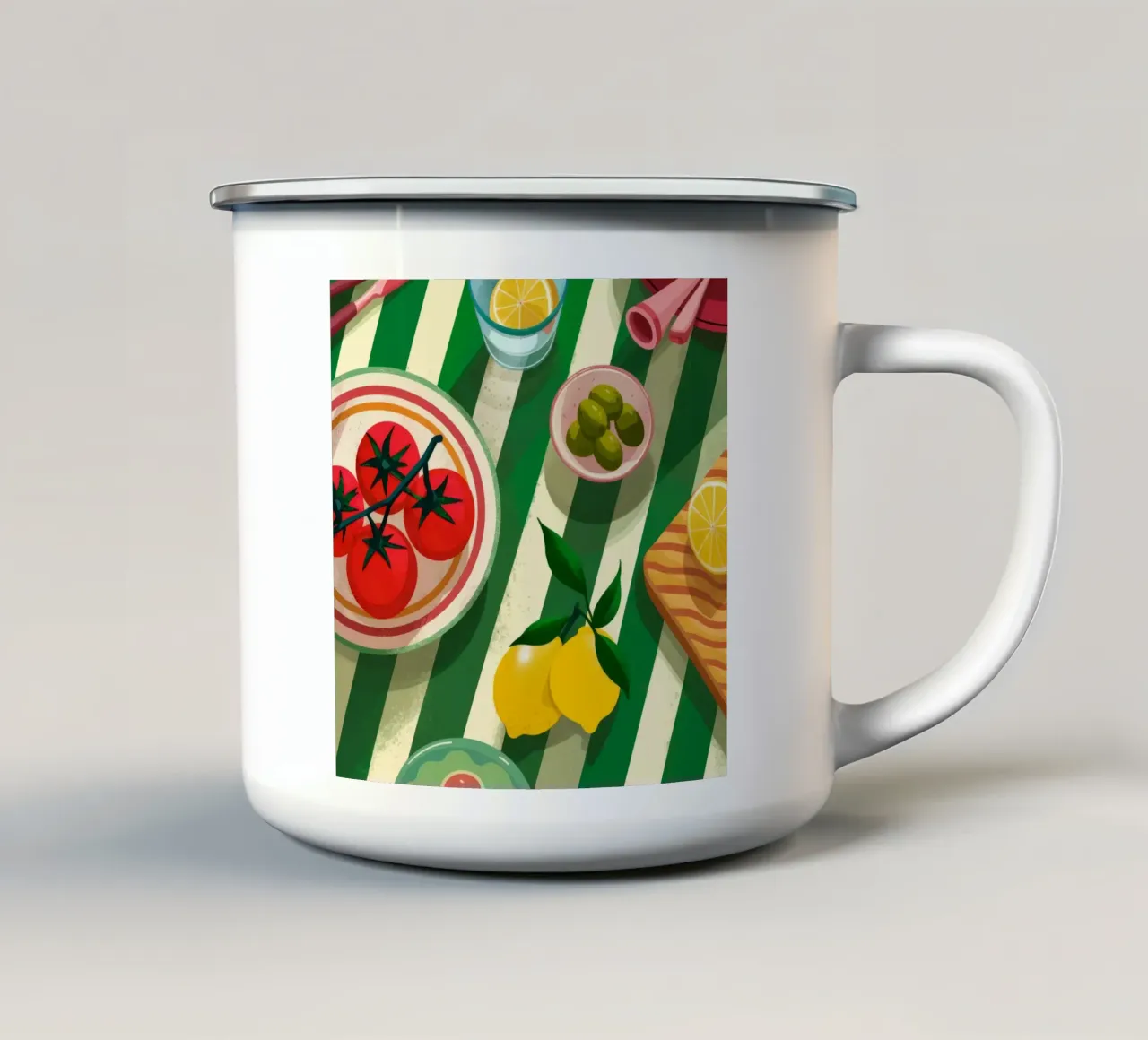 Salade de tomates fraîches mug en émail de Muse Artworks
