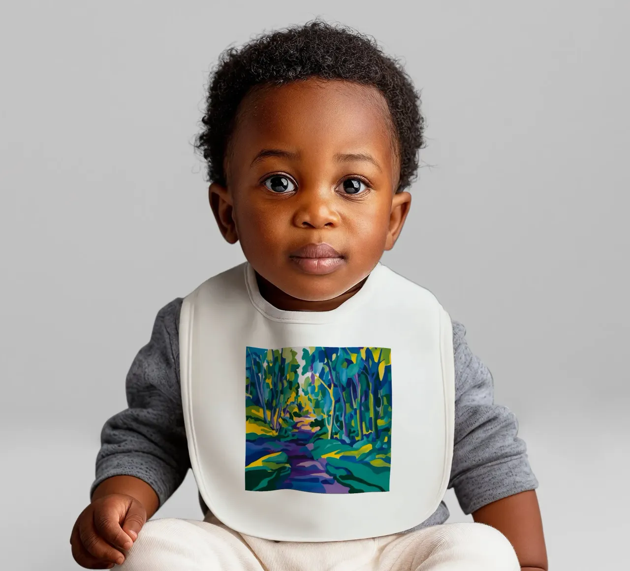 Forest Stream Path baby bib by FadeAura
