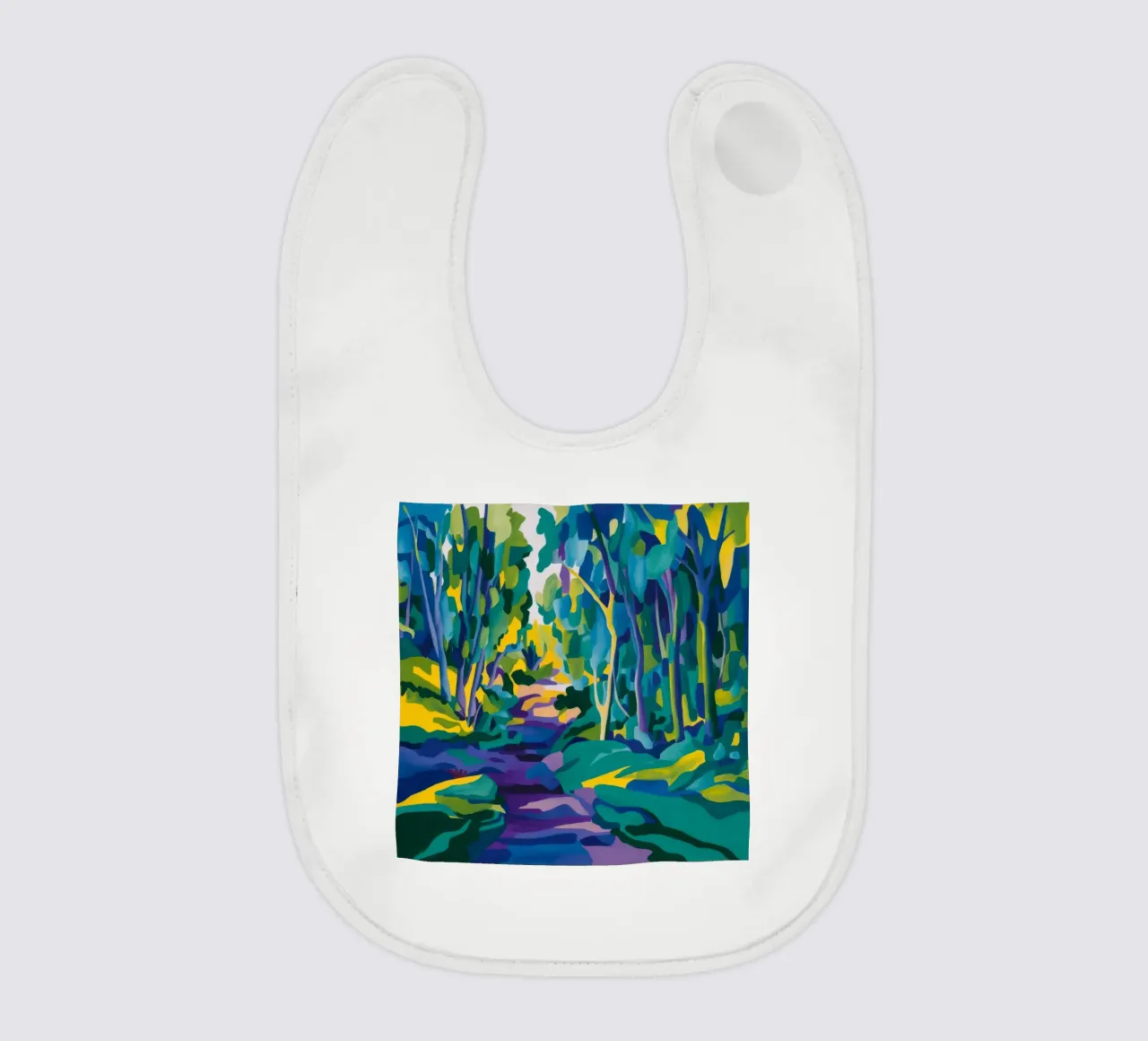 Forest Stream Path baby bib by FadeAura