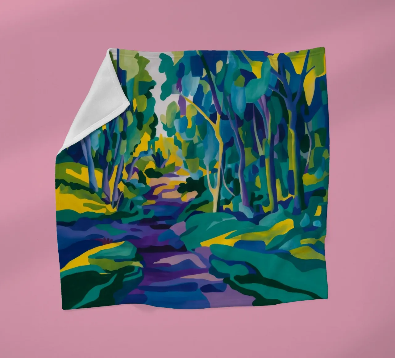 Forest Stream Path fleece blanket by FadeAura