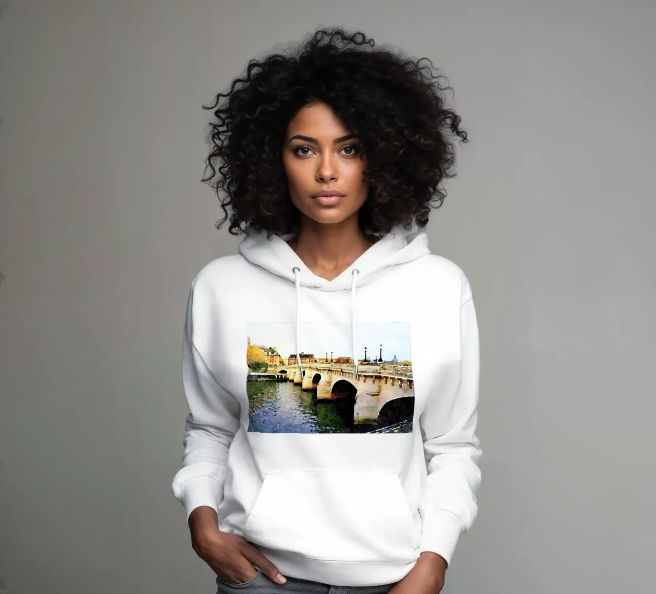Ponte a Parigi felpa con cappuccio da Massimo Frascogna