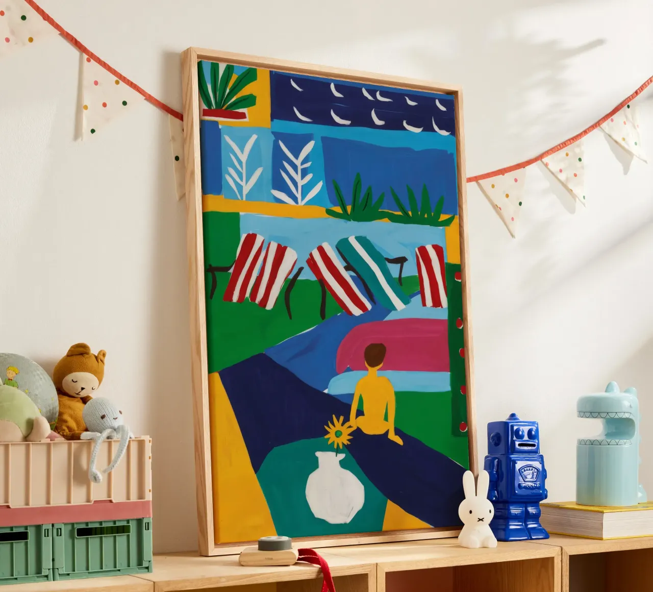 Riverside Lounging canvas with Floater frame by Muse Artworks