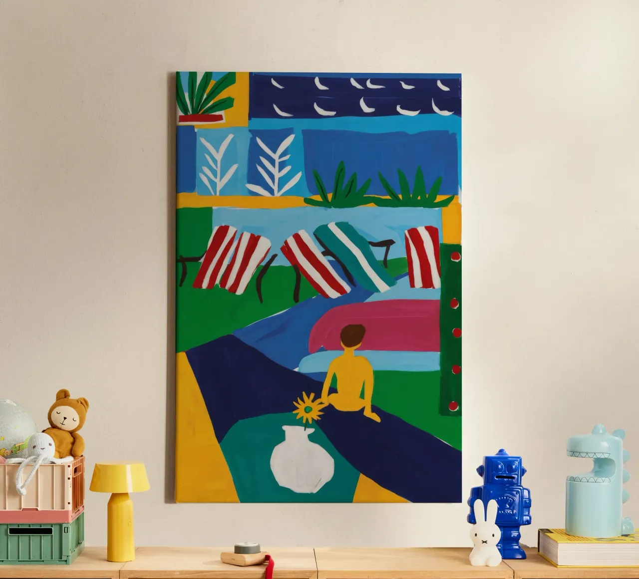 Riverside Lounging canvas with Floater frame by Muse Artworks