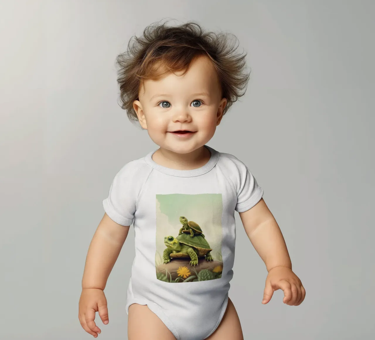 Ein Wanderer mit Panzer: Box Turtle in freier Wildbahn Kurzarm Babybody von DesignDoodle