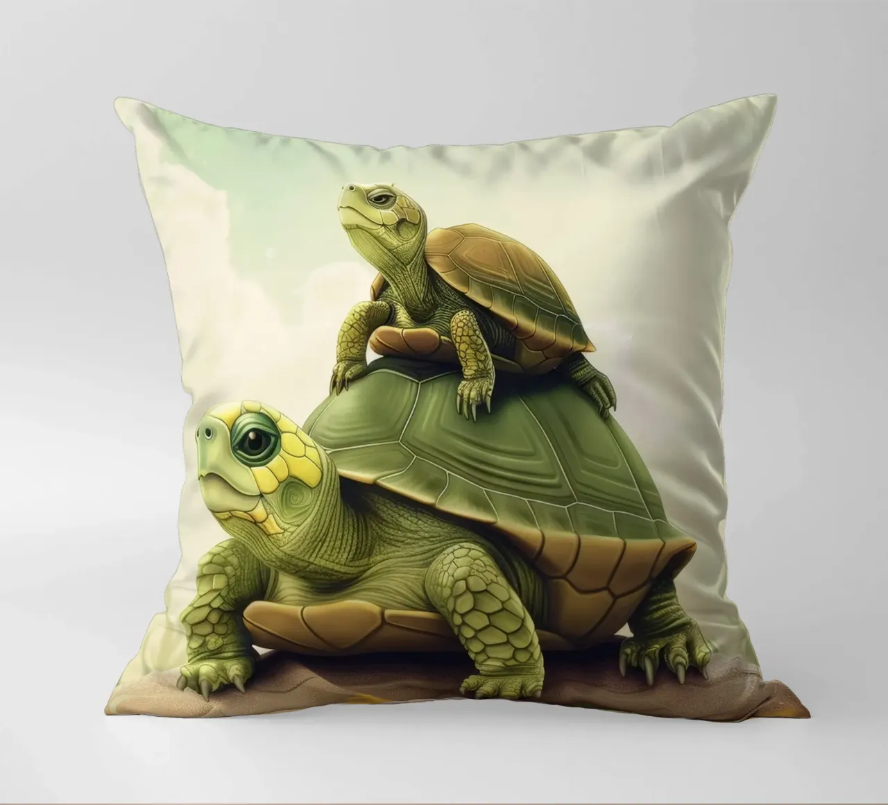 A Shelled Wanderer: Box Turtle in the Wild decorative cushion by DesignDoodle