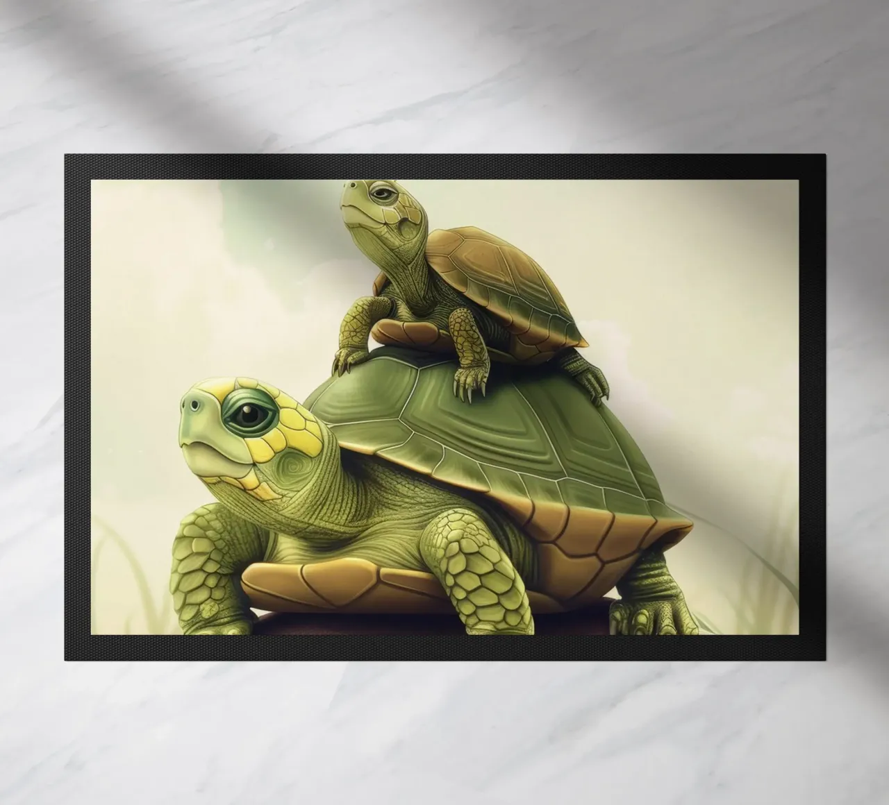 A Shelled Wanderer: Box Turtle in the Wild doormat by DesignDoodle