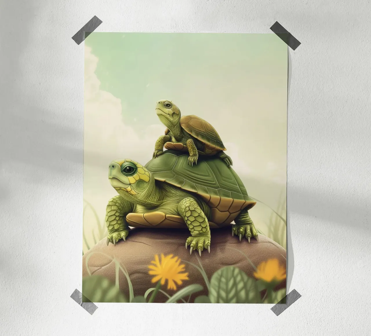 Un vagabondo con il guscio: La tartaruga scatola in natura poster con telaio in alluminio da DesignDoodle