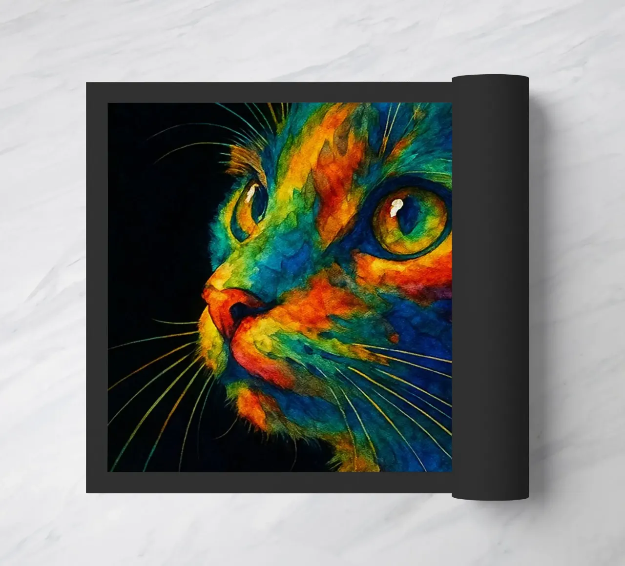 gatto pittura colorata zerbino da toegoe