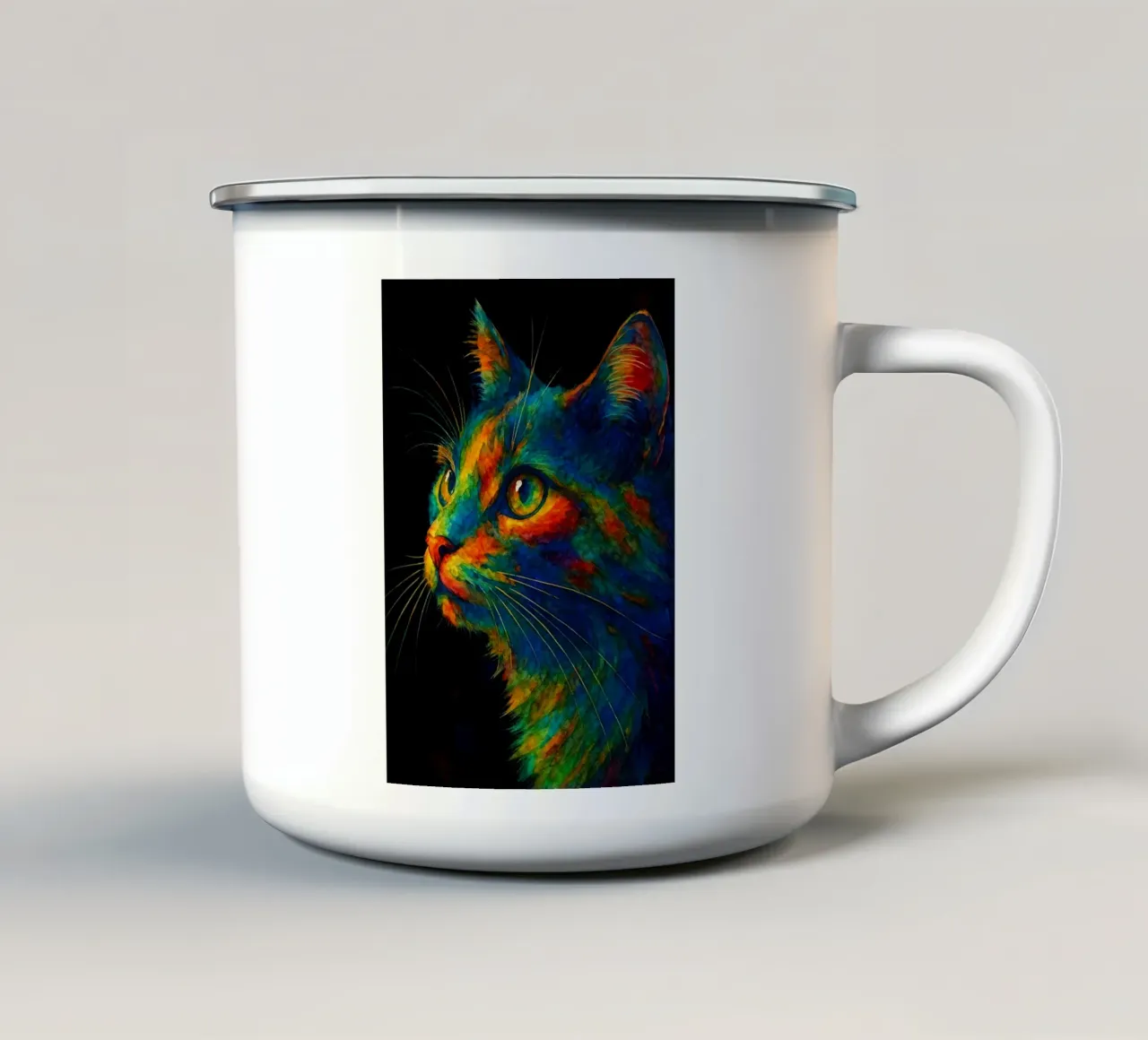 gatto pittura colorata tazza in smalto da toegoe