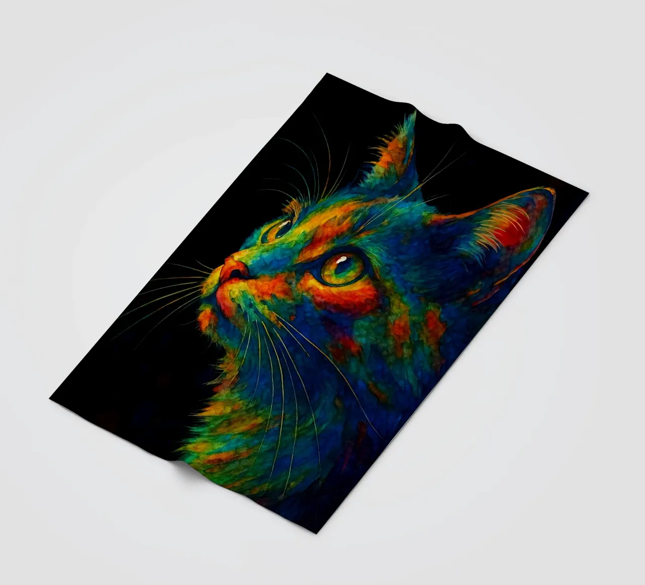 chat peinture colorée plaid polaire de toegoe