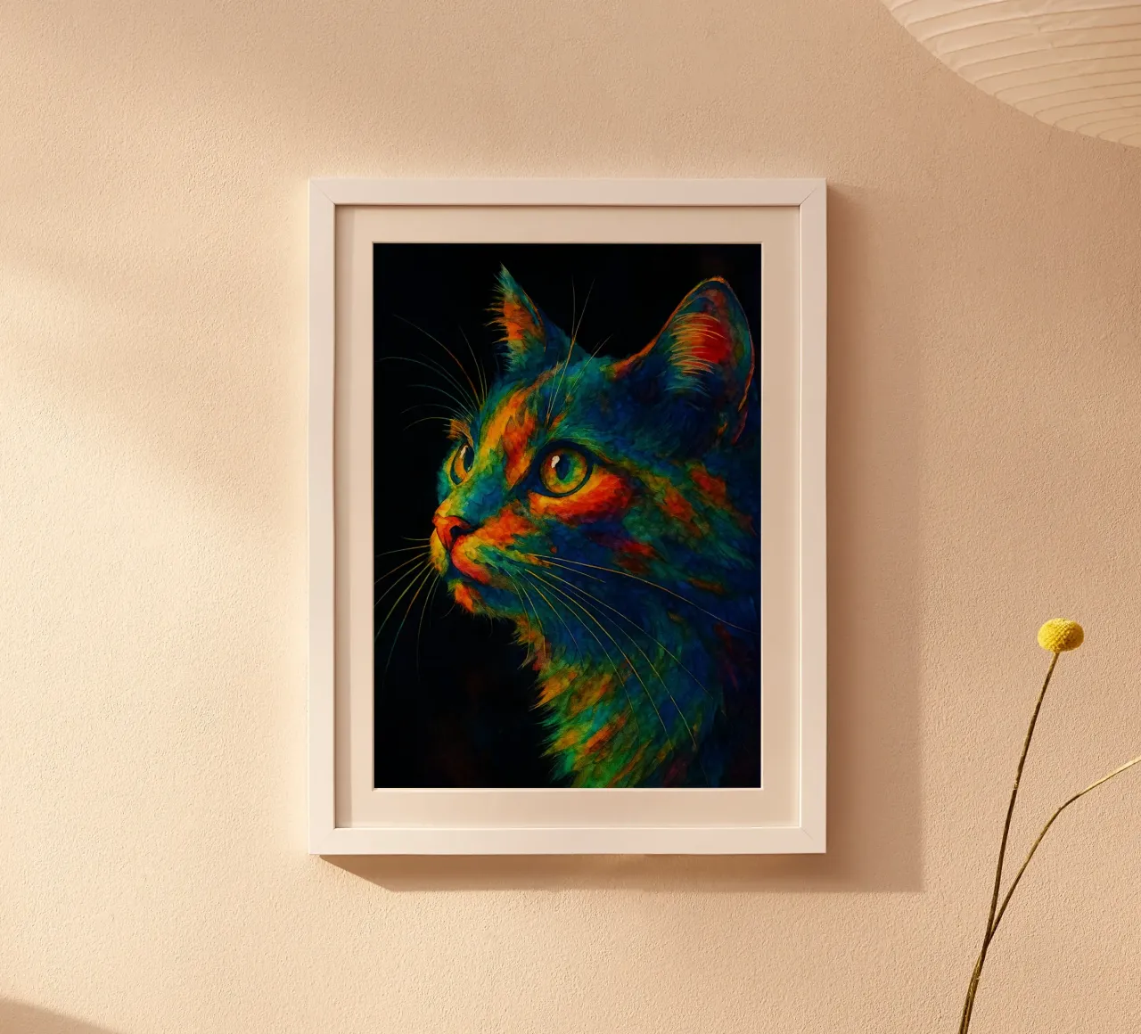 gatto pittura colorata poster con telaio in legno da toegoe