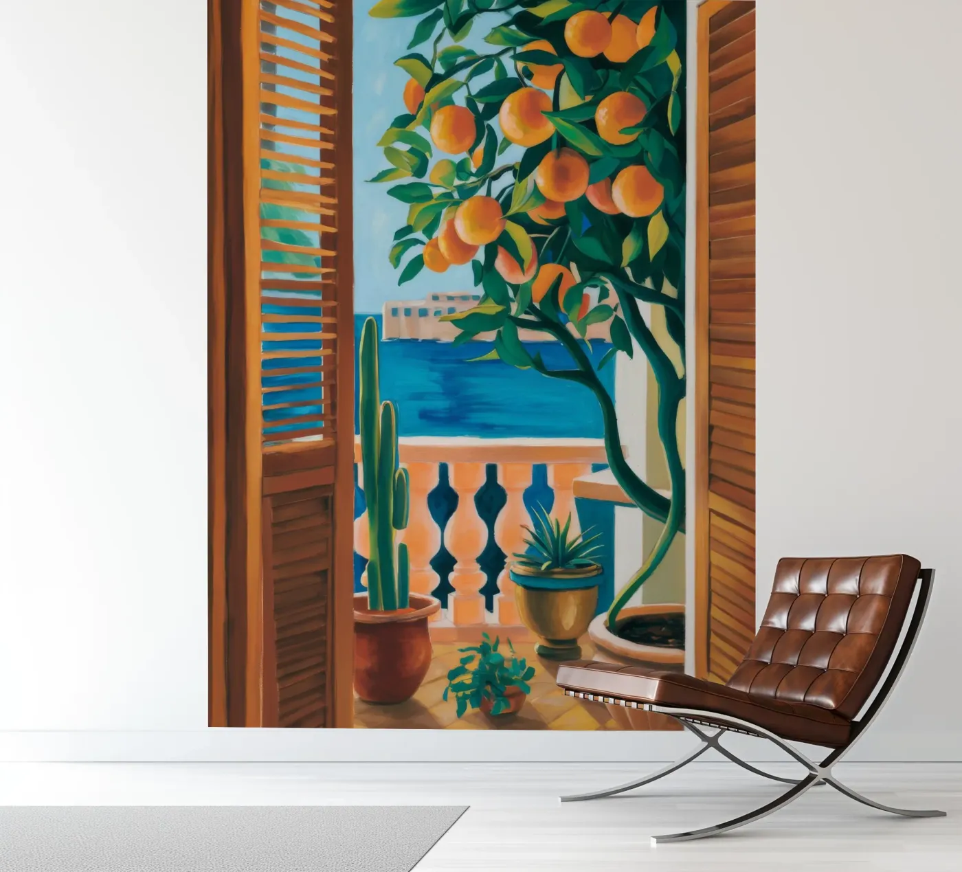 Orangenbaum-Fenster Fototapete von FadeAura