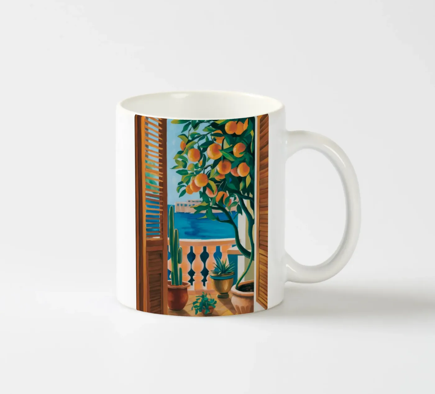 Orange Tree Window ceramic mug by FadeAura
