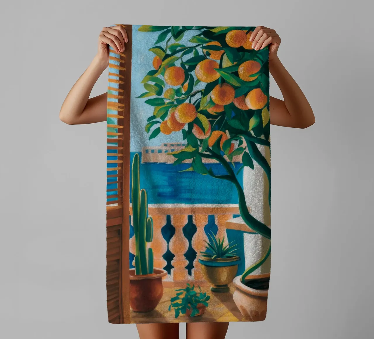 Orange Tree Window towel by FadeAura