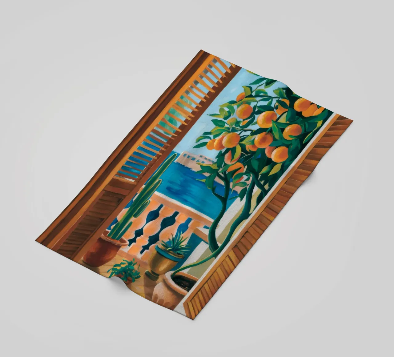 Orange Tree Window beach towel by FadeAura