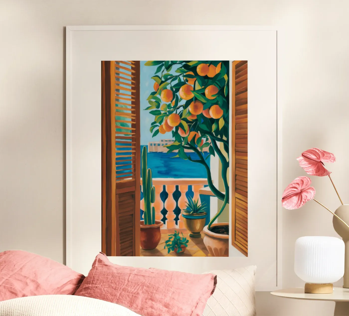 Orangenbaum-Fenster Poster von FadeAura