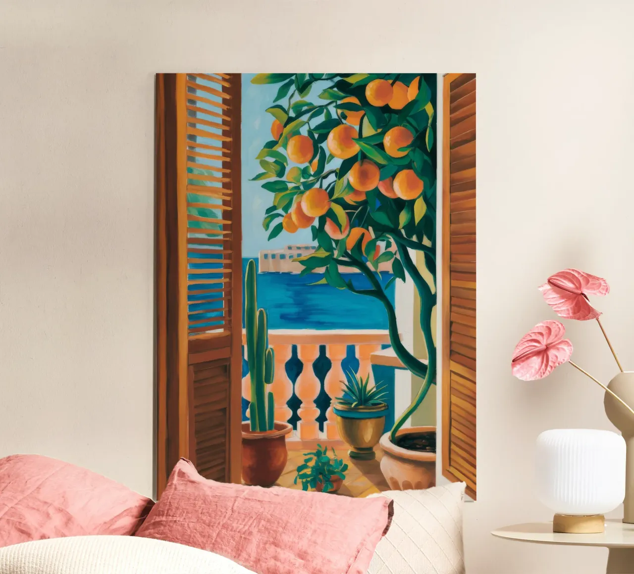 Finestra dell'albero d'arancio poster con telaio in alluminio da FadeAura