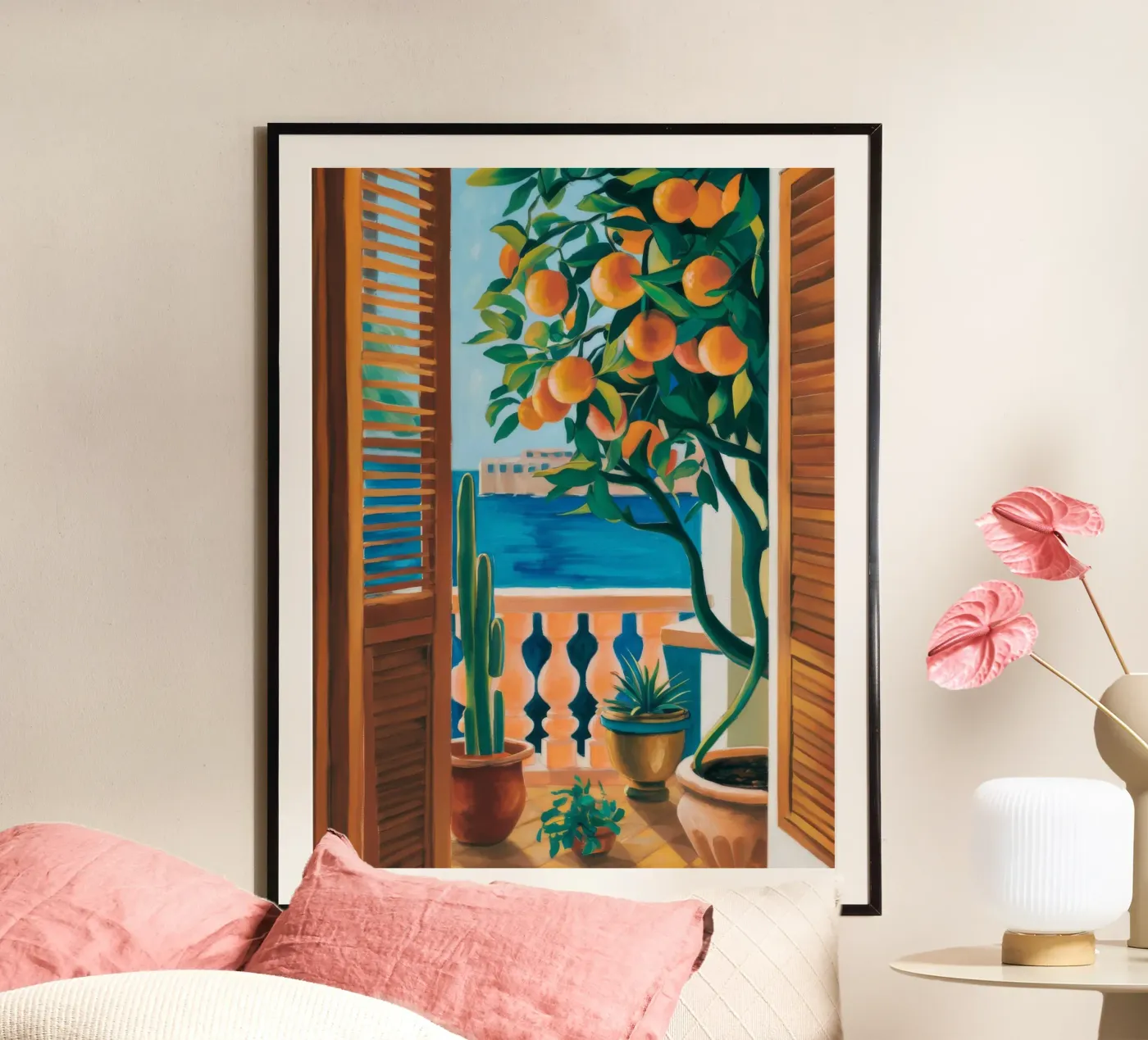 Orangenbaum-Fenster Poster von FadeAura