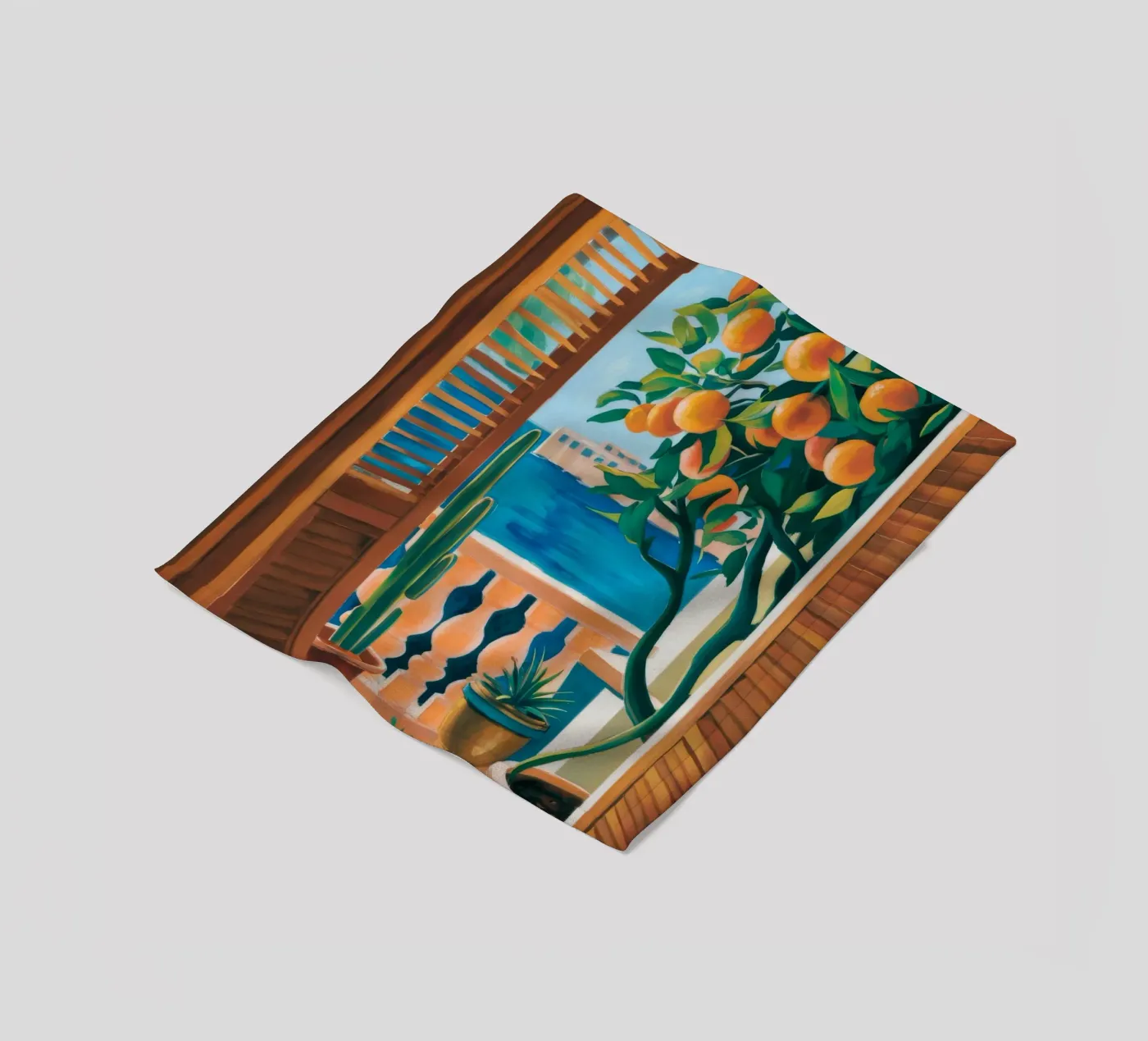 Orange Tree Window fleece blanket by FadeAura