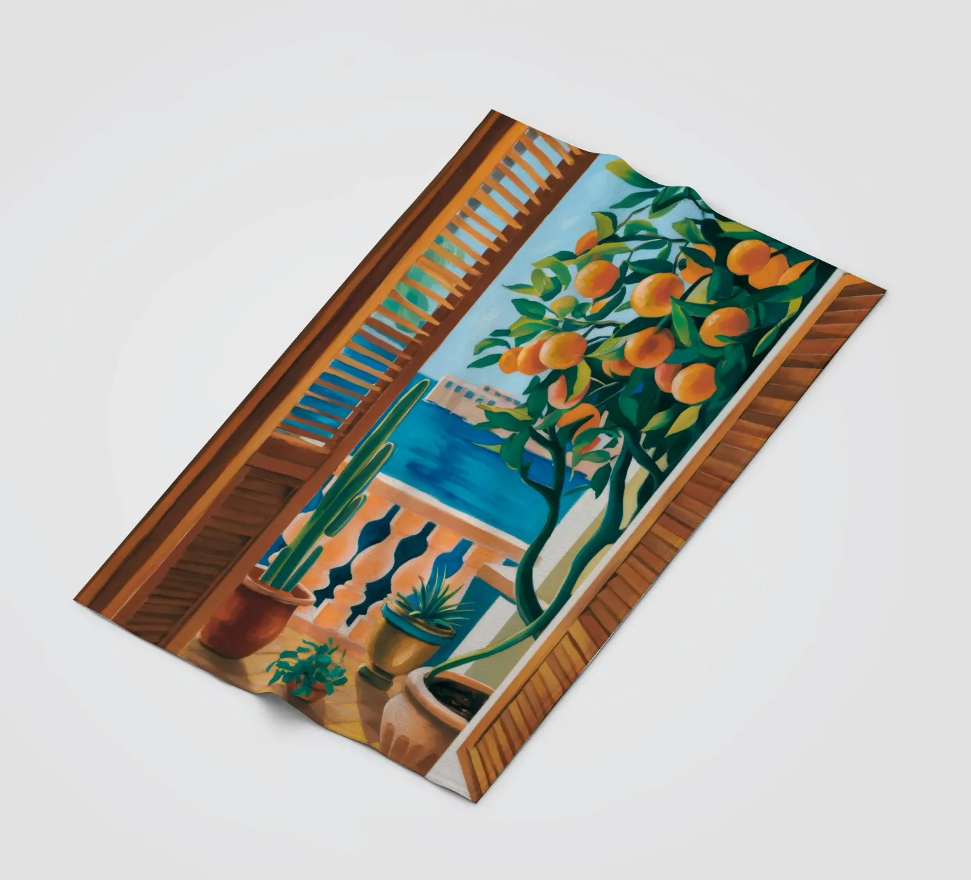Orange Tree Window fleece blanket by FadeAura