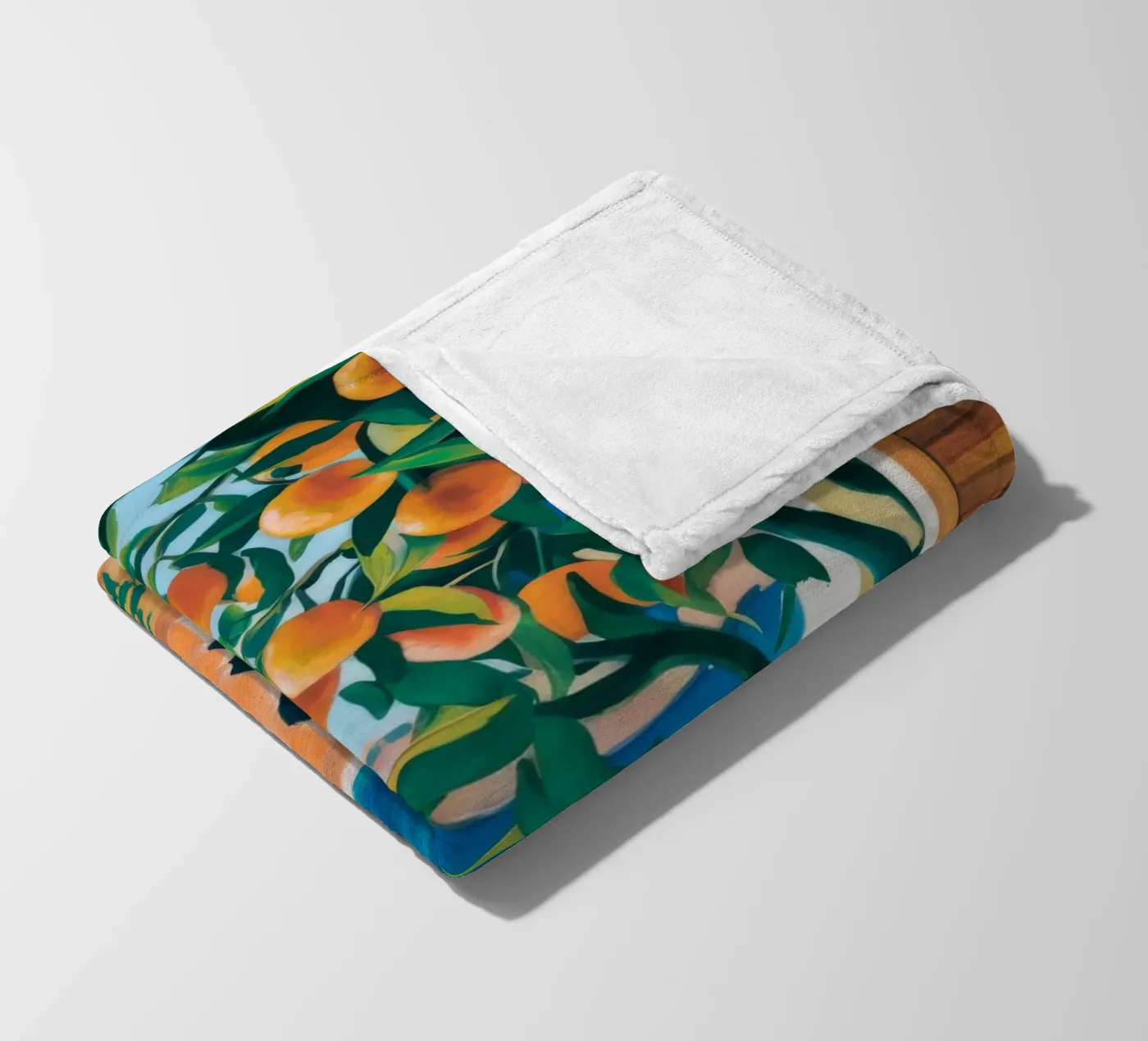 Orange Tree Window fleece blanket by FadeAura