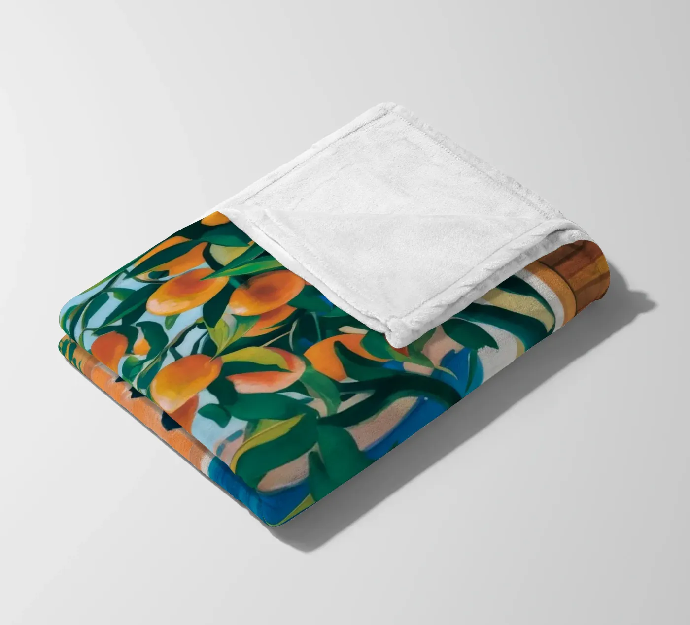 Orange Tree Window fleece blanket by FadeAura