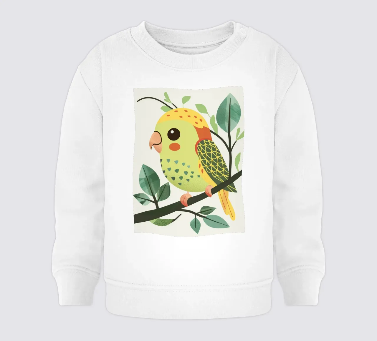 Colorful Melody: The Vibrant Budgie on Branch baby sweatshirt by DesignDoodle