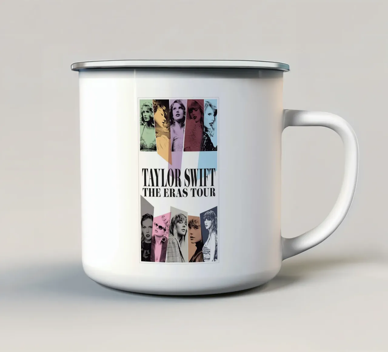 Collage Style Taylor Swift Poster taza de esmalte de leonar
