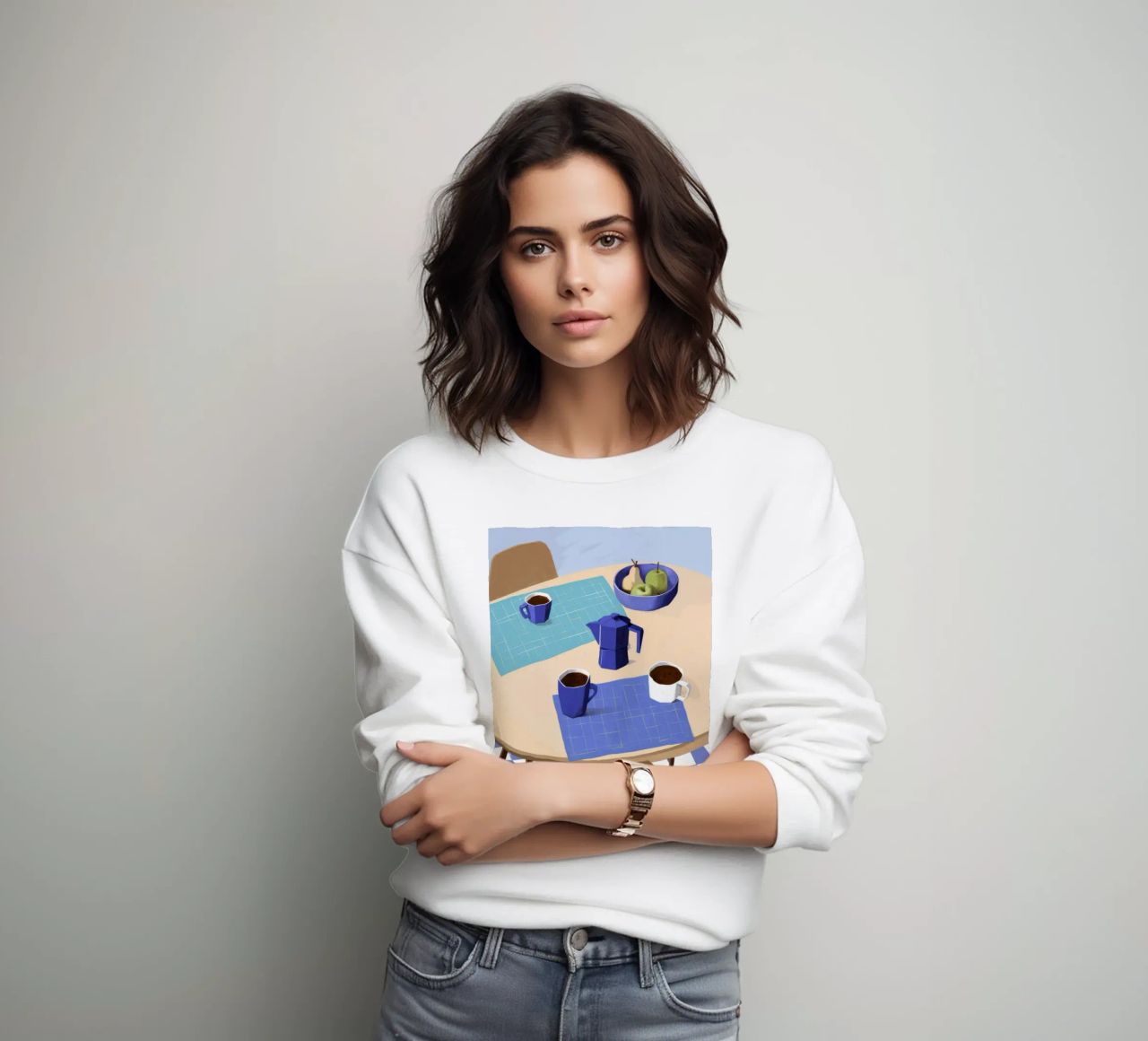 Pausa caffè blu felpa da Muse Artworks