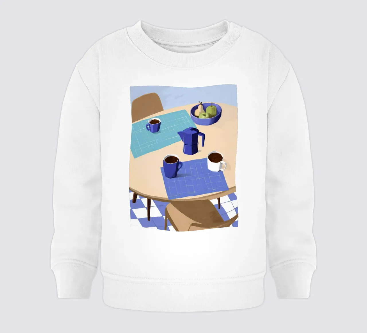 Blauwe koffiepauze baby sweatshirt van Muse Artworks