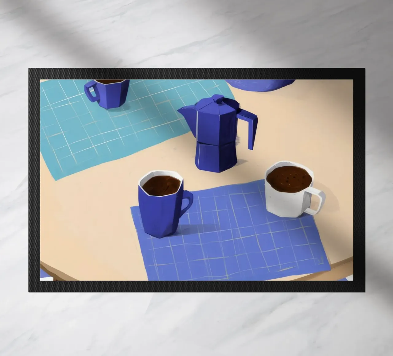 Pausa Café Azul felpudo de Muse Artworks