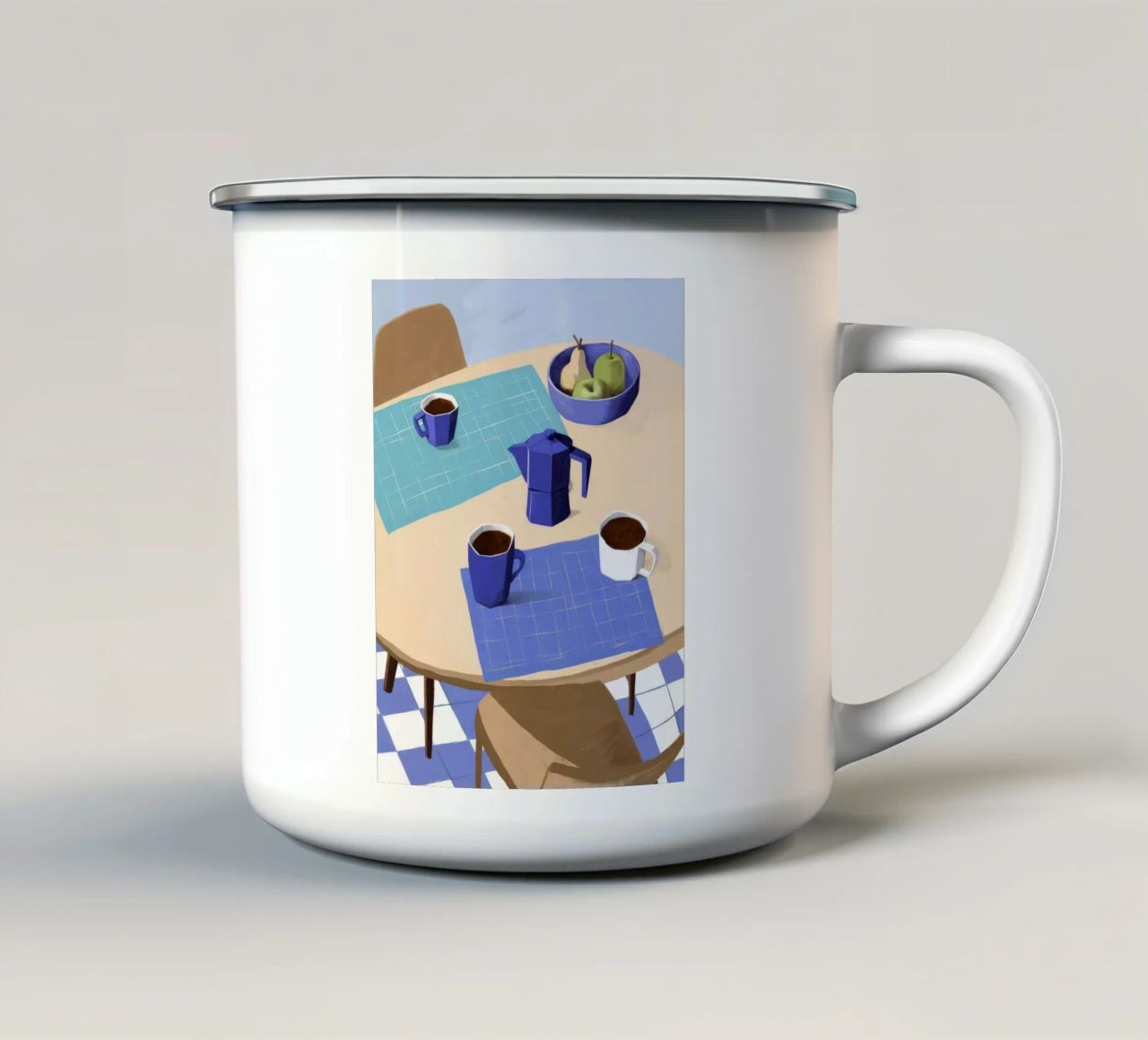 Pausa caffè blu tazza in smalto da Muse Artworks