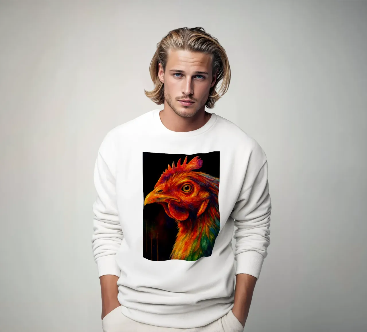 chicken colorfull painting sweatshirt by toegoe