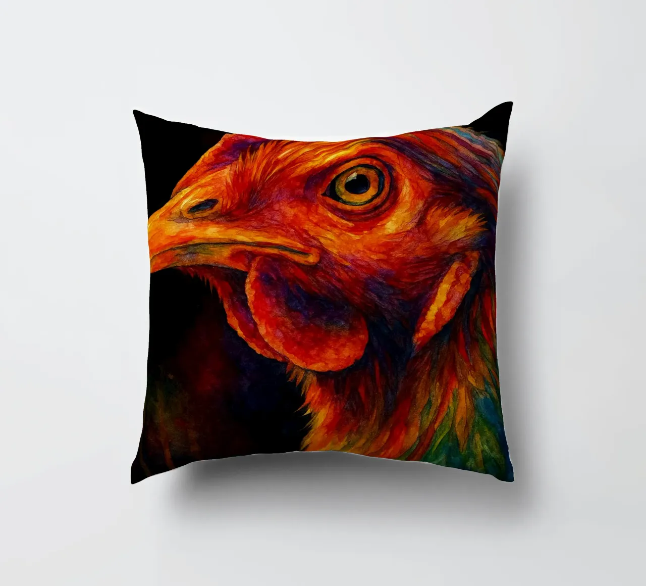 pollo pittura colorata cuscino da toegoe