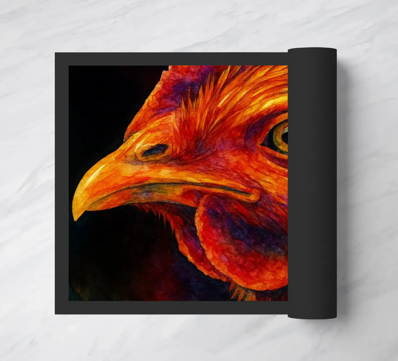 pollo pittura colorata zerbino da toegoe