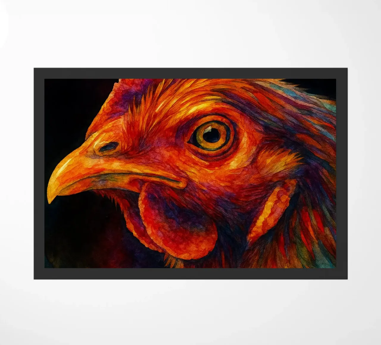 pollo pittura colorata zerbino da toegoe