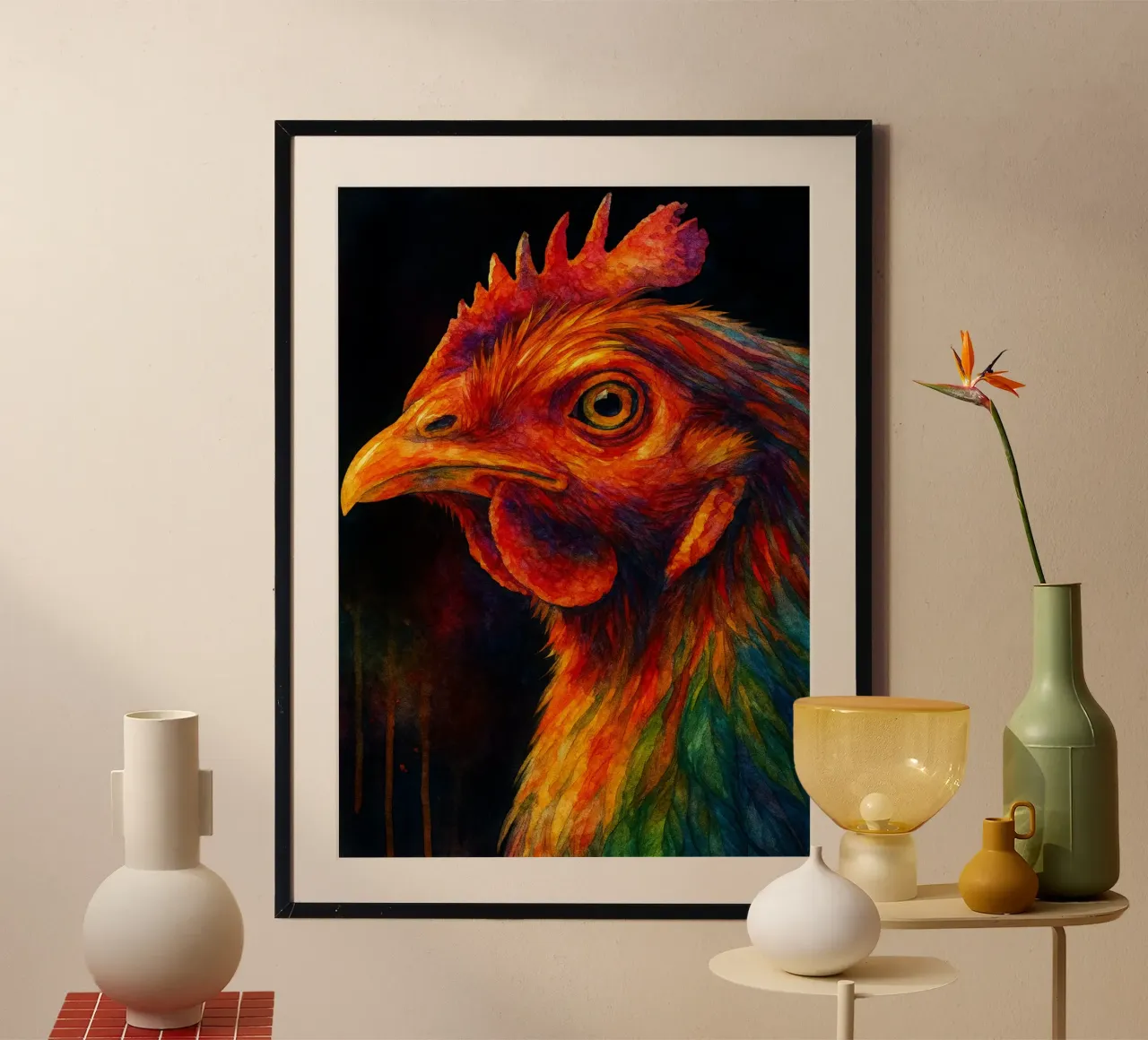 pollo pittura colorata poster da toegoe