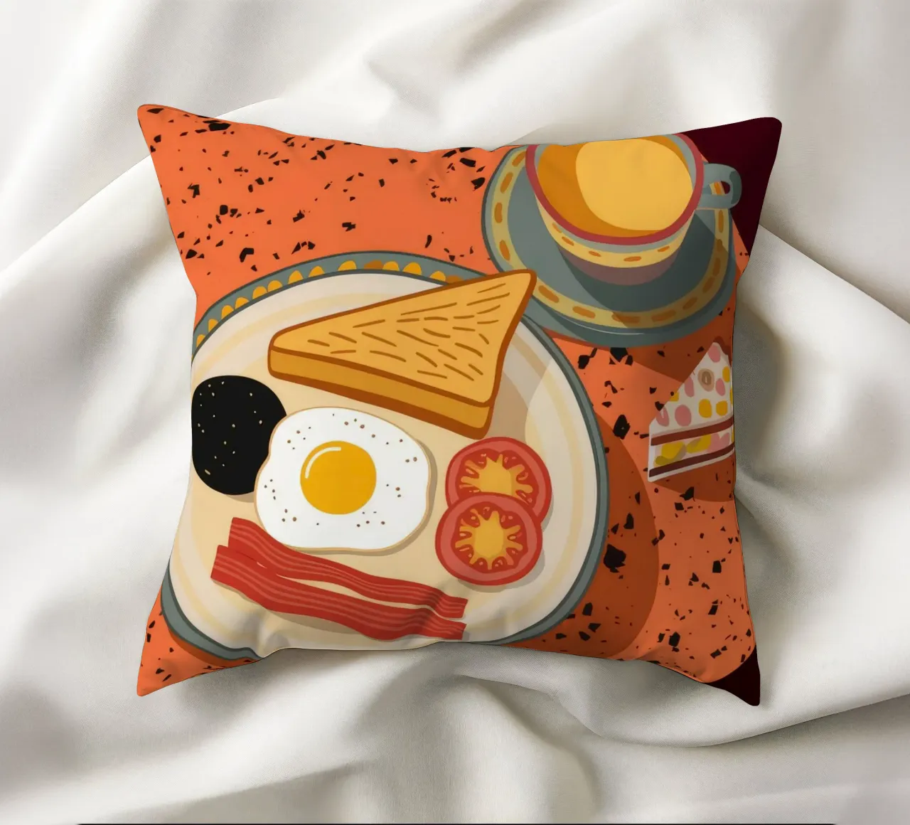 Colazione con uova e pancetta cuscino da Muse Artworks