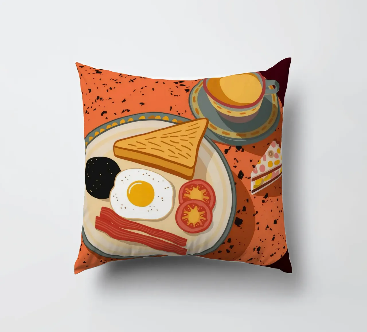 Colazione con uova e pancetta cuscino da Muse Artworks