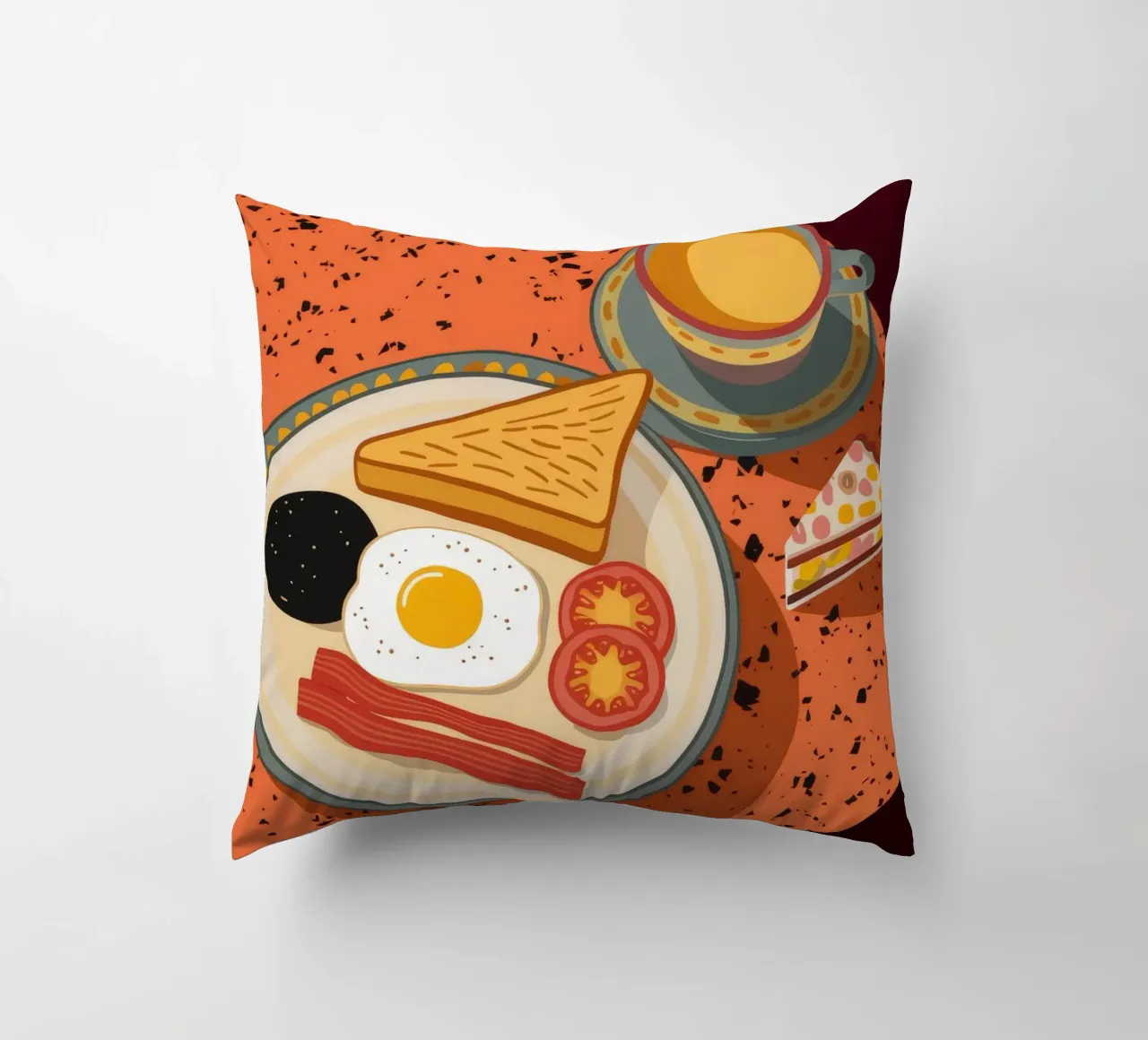 Colazione con uova e pancetta cuscino da Muse Artworks