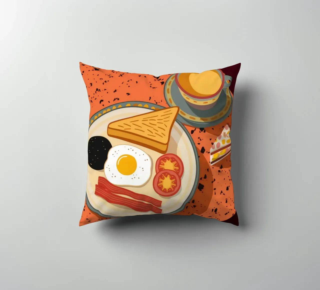 Colazione con uova e pancetta cuscino da Muse Artworks