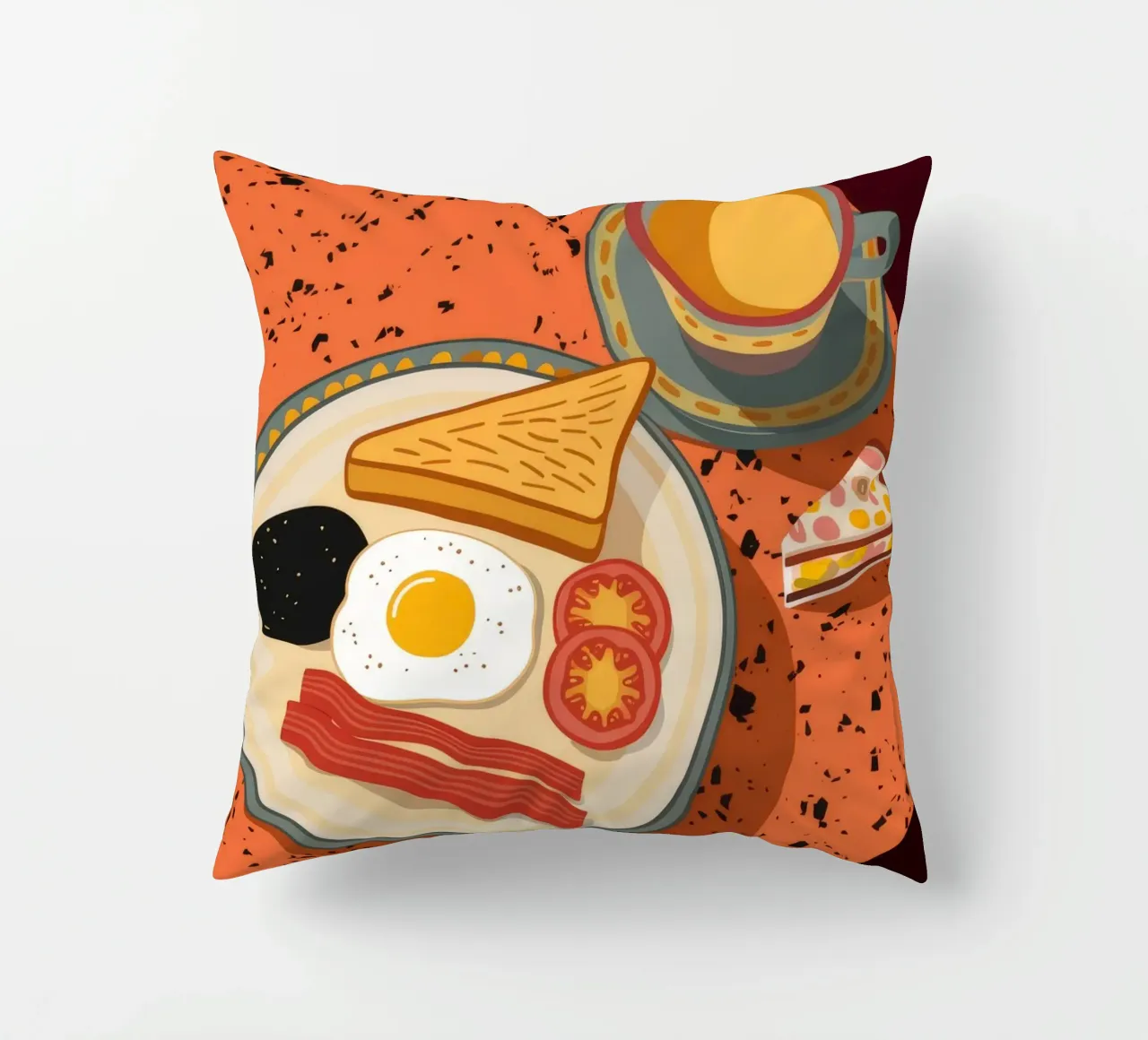 Colazione con uova e pancetta cuscino da Muse Artworks