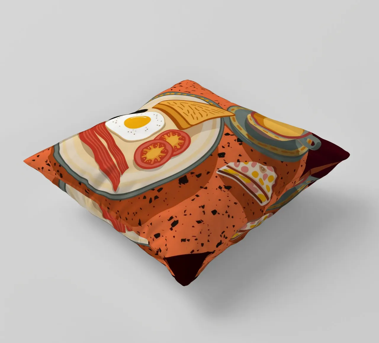 Colazione con uova e pancetta cuscino da Muse Artworks