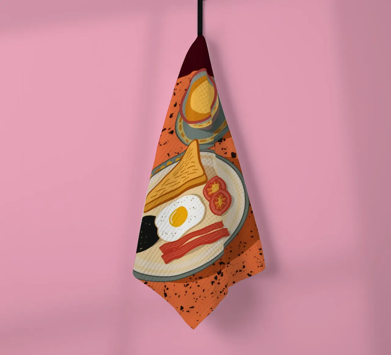 Colazione con uova e pancetta canovaccio da cucina da Muse Artworks