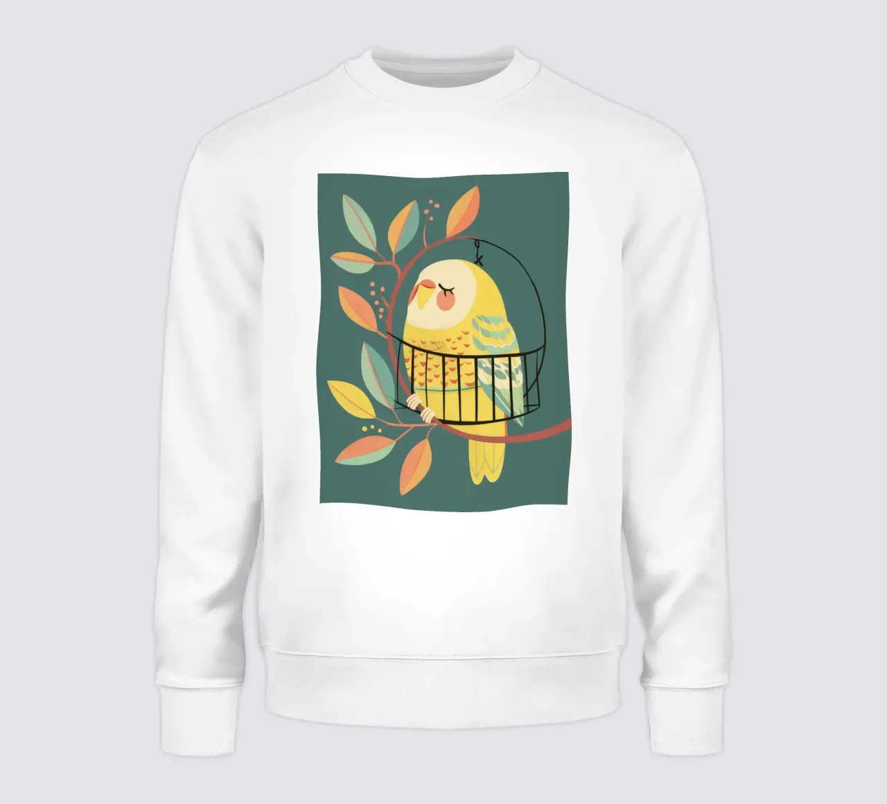 The Playful Budgie: A Moment of Serenity in the Trees sweatshirt by DesignDoodle